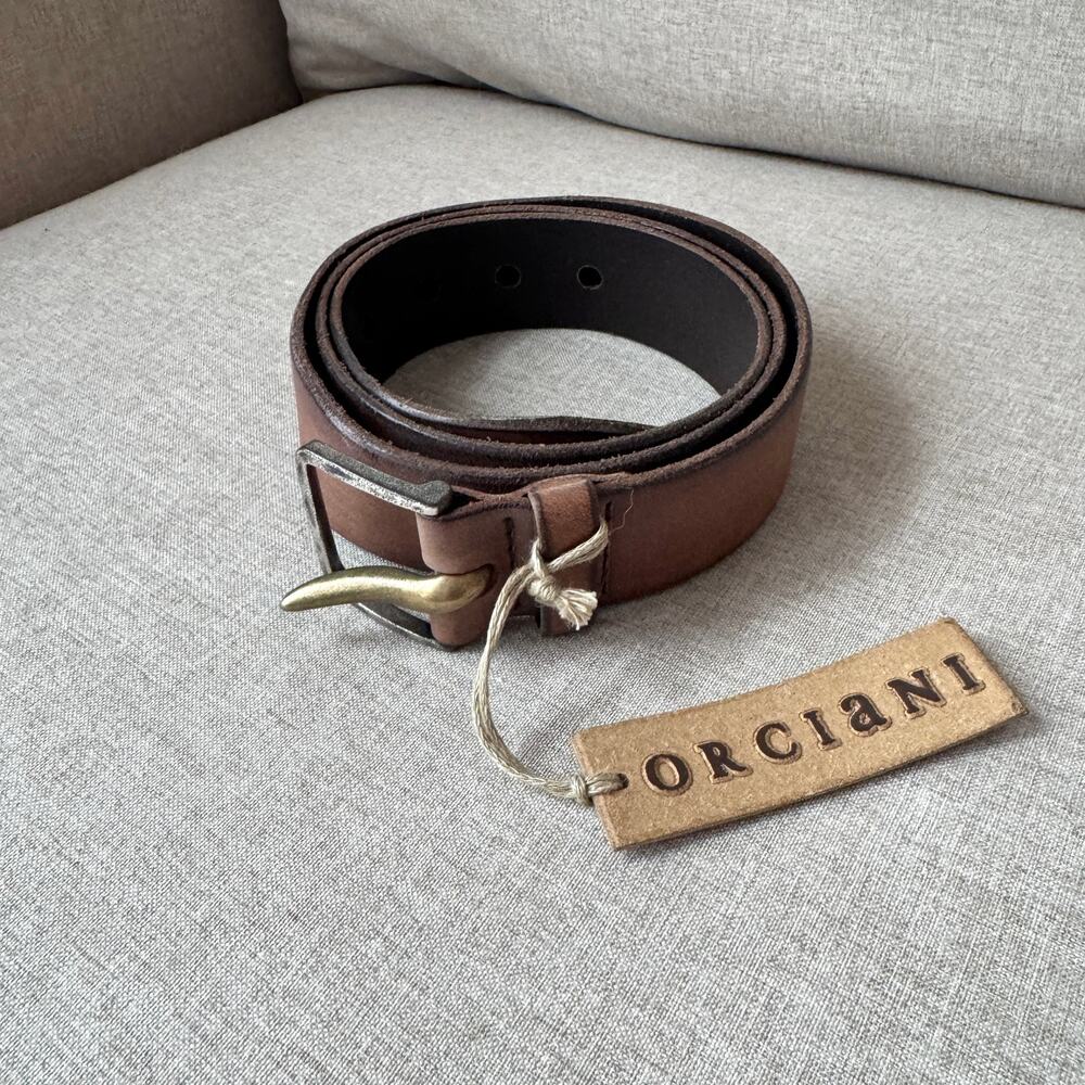 Orciani Handmade Italian Leather Tan Silver Brass Pin Buckle 100 NEW Western